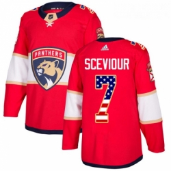 Youth Adidas Florida Panthers 7 Colton Sceviour Authentic Red USA Flag Fashion NHL Jersey 