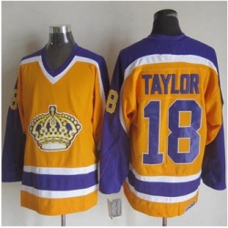 Los Angeles Kings #18 Dave Taylor Yellow Purple CCM Throwback Stitched NHL Jersey
