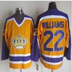Los Angeles Kings #22 Tiger Williams Yellow Purple CCM Throwback Stitched NHL Jersey