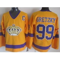 Los Angeles Kings 99 Wayne Gretzky Yellow Throwback CCM NHL Jersey