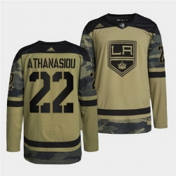 Men Los Angeles Kings 22 Andreas Athanasiou 2022 Camo Military Appreciation Night Stitched jersey