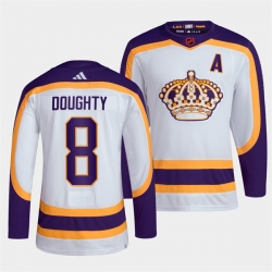 Men Los Angeles Kings 8 Drew Doughty White 2022 Reverse Retro Stitched Jersey