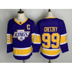 Men Wayne Gretzky #99 Los Angeles Kings Vintage Purple Premier Retired Jersey