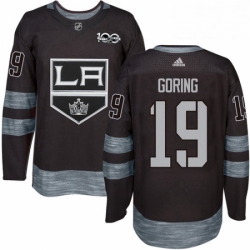 Mens Adidas Los Angeles Kings 19 Butch Goring Authentic Black 1917 2017 100th Anniversary NHL Jersey 