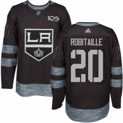 Mens Adidas Los Angeles Kings 20 Luc Robitaille Authentic Black 1917 2017 100th Anniversary NHL Jersey 