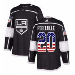 Mens Adidas Los Angeles Kings 20 Luc Robitaille Authentic Black USA Flag Fashion NHL Jersey 