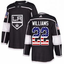Mens Adidas Los Angeles Kings 22 Tiger Williams Authentic Black USA Flag Fashion NHL Jersey 
