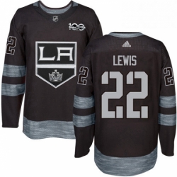 Mens Adidas Los Angeles Kings 22 Trevor Lewis Authentic Black 1917 2017 100th Anniversary NHL Jersey 