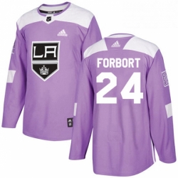 Mens Adidas Los Angeles Kings 24 Derek Forbort Authentic Purple Fights Cancer Practice NHL Jersey 
