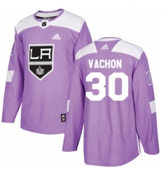 Mens Adidas Los Angeles Kings 30 Rogie Vachon Authentic Purple Fights Cancer Practice NHL Jersey 