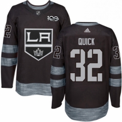 Mens Adidas Los Angeles Kings 32 Jonathan Quick Authentic Black 1917 2017 100th Anniversary NHL Jersey 