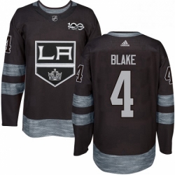Mens Adidas Los Angeles Kings 4 Rob Blake Authentic Black 1917 2017 100th Anniversary NHL Jersey 