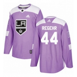 Mens Adidas Los Angeles Kings 44 Robyn Regehr Authentic Purple Fights Cancer Practice NHL Jersey 