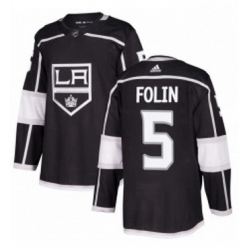 Mens Adidas Los Angeles Kings 5 Christian Folin Authentic Black Home NHL Jersey 