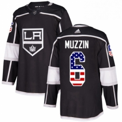 Mens Adidas Los Angeles Kings 6 Jake Muzzin Authentic Black USA Flag Fashion NHL Jersey 