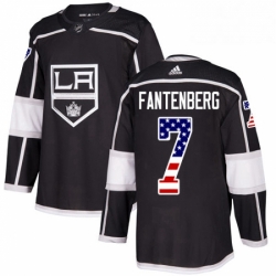 Mens Adidas Los Angeles Kings 7 Oscar Fantenberg Authentic Black USA Flag Fashion NHL Jersey 