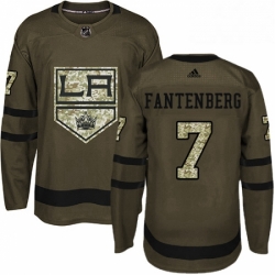 Mens Adidas Los Angeles Kings 7 Oscar Fantenberg Authentic Green Salute to Service NHL Jersey 