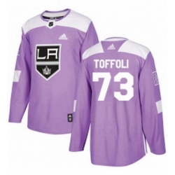 Mens Adidas Los Angeles Kings 73 Tyler Toffoli Authentic Purple Fights Cancer Practice NHL Jersey 