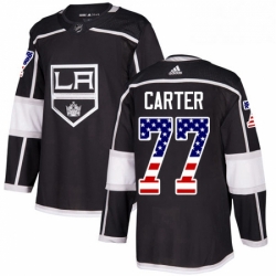 Mens Adidas Los Angeles Kings 77 Jeff Carter Authentic Black USA Flag Fashion NHL Jersey 