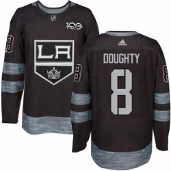 Mens Adidas Los Angeles Kings 8 Drew Doughty Authentic Black 1917 2017 100th Anniversary NHL Jersey 