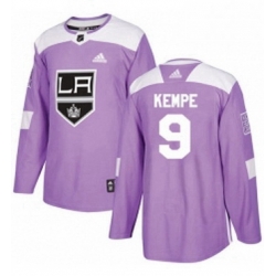 Mens Adidas Los Angeles Kings 9 Adrian Kempe Authentic Purple Fights Cancer Practice NHL Jersey 