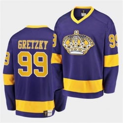 Wayne Gretzky #99 Los Angeles Kings Vintage Purple Premier Retired Jersey