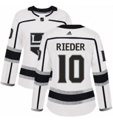 Womens Adidas Los Angeles Kings 10 Tobias Rieder Authentic White Away NHL Jersey 