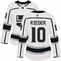 Womens Adidas Los Angeles Kings 10 Tobias Rieder Authentic White Away NHL Jersey 
