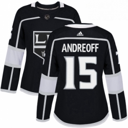 Womens Adidas Los Angeles Kings 15 Andy Andreoff Authentic Black Home NHL Jersey 