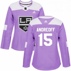Womens Adidas Los Angeles Kings 15 Andy Andreoff Authentic Purple Fights Cancer Practice NHL Jersey 