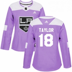 Womens Adidas Los Angeles Kings 18 Dave Taylor Authentic Purple Fights Cancer Practice NHL Jersey 