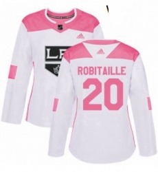 Womens Adidas Los Angeles Kings 20 Luc Robitaille Authentic WhitePink Fashion NHL Jersey 