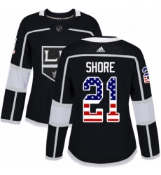 Womens Adidas Los Angeles Kings 21 Nick Shore Authentic Black USA Flag Fashion NHL Jersey 