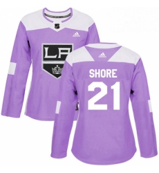 Womens Adidas Los Angeles Kings 21 Nick Shore Authentic Purple Fights Cancer Practice NHL Jersey 