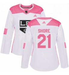 Womens Adidas Los Angeles Kings 21 Nick Shore Authentic WhitePink Fashion NHL Jersey 