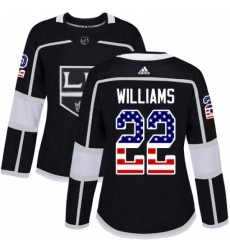 Womens Adidas Los Angeles Kings 22 Tiger Williams Authentic Black USA Flag Fashion NHL Jersey 