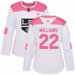 Womens Adidas Los Angeles Kings 22 Tiger Williams Authentic WhitePink Fashion NHL Jersey 