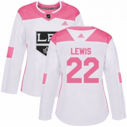 Womens Adidas Los Angeles Kings 22 Trevor Lewis Authentic WhitePink Fashion NHL Jersey 