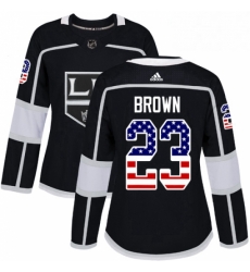 Womens Adidas Los Angeles Kings 23 Dustin Brown Authentic Black USA Flag Fashion NHL Jersey 