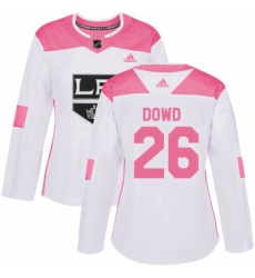 Womens Adidas Los Angeles Kings 26 Nic Dowd Authentic WhitePink Fashion NHL Jersey 