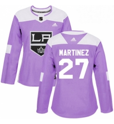 Womens Adidas Los Angeles Kings 27 Alec Martinez Authentic Purple Fights Cancer Practice NHL Jersey 