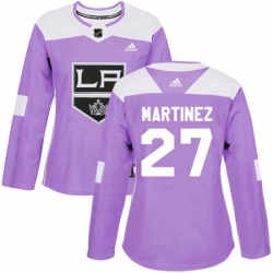 Womens Adidas Los Angeles Kings 27 Alec Martinez Authentic Purple Fights Cancer Practice NHL Jersey 