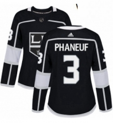 Womens Adidas Los Angeles Kings 3 Dion Phaneuf Authentic Black Home NHL Jersey 