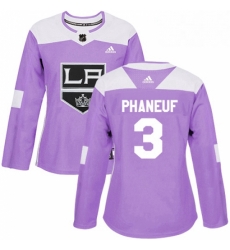 Womens Adidas Los Angeles Kings 3 Dion Phaneuf Authentic Purple Fights Cancer Practice NHL Jersey 