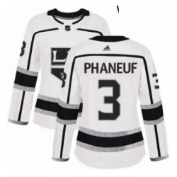 Womens Adidas Los Angeles Kings 3 Dion Phaneuf Authentic White Away NHL Jersey 