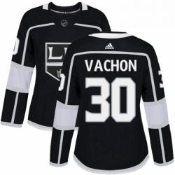 Womens Adidas Los Angeles Kings 30 Rogie Vachon Authentic Black Home NHL Jersey 