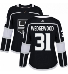Womens Adidas Los Angeles Kings 31 Scott Wedgewood Authentic Black Home NHL Jersey 