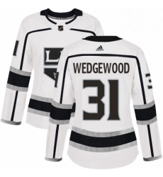 Womens Adidas Los Angeles Kings 31 Scott Wedgewood Authentic White Away NHL Jerse 