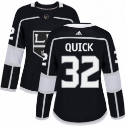 Womens Adidas Los Angeles Kings 32 Jonathan Quick Authentic Black Home NHL Jersey 