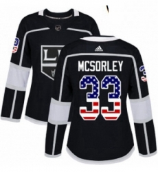 Womens Adidas Los Angeles Kings 33 Marty Mcsorley Authentic Black USA Flag Fashion NHL Jersey 